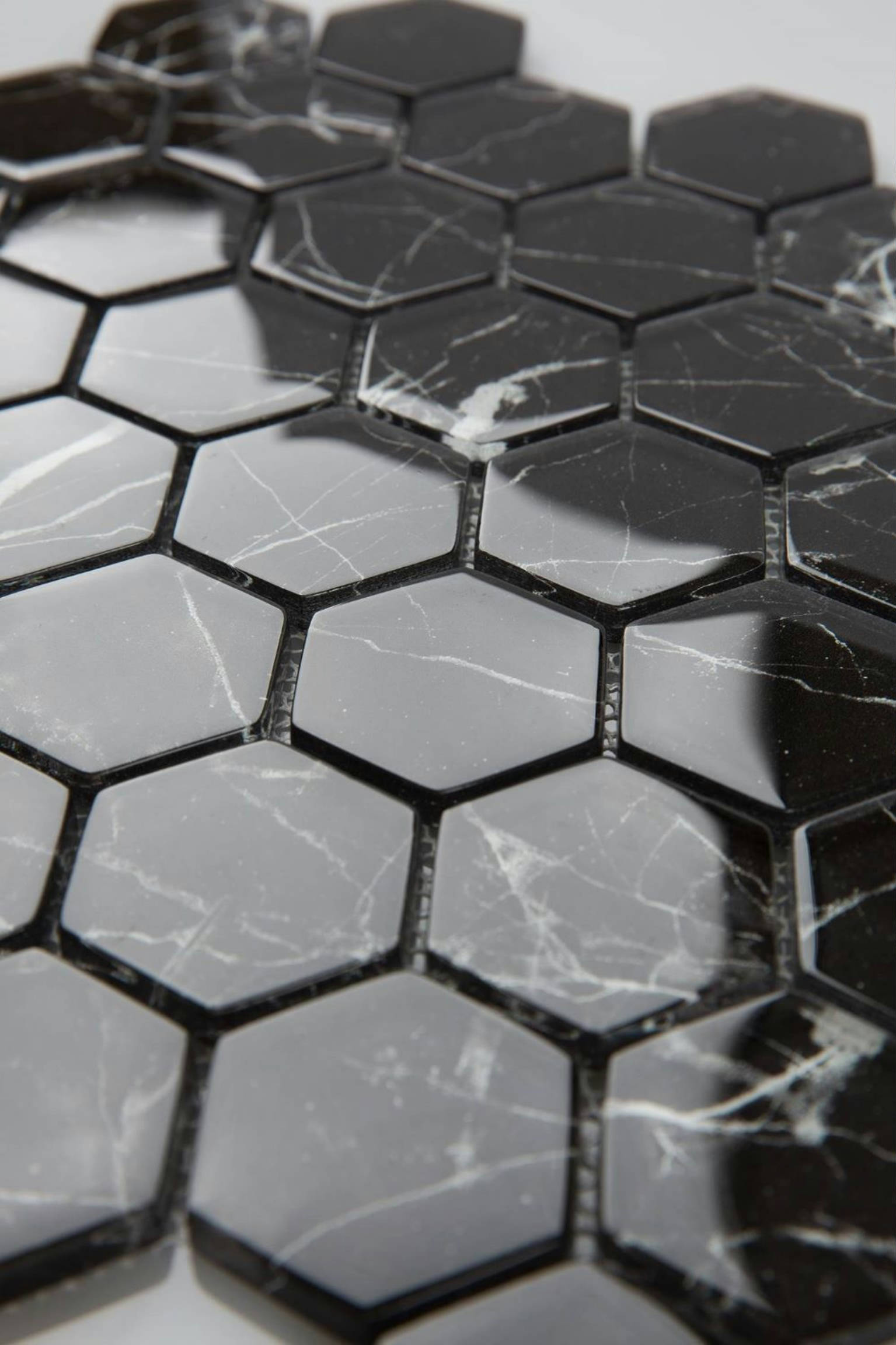 2" Nero Marquina Hexagon Mosaic | Arley Wholesale