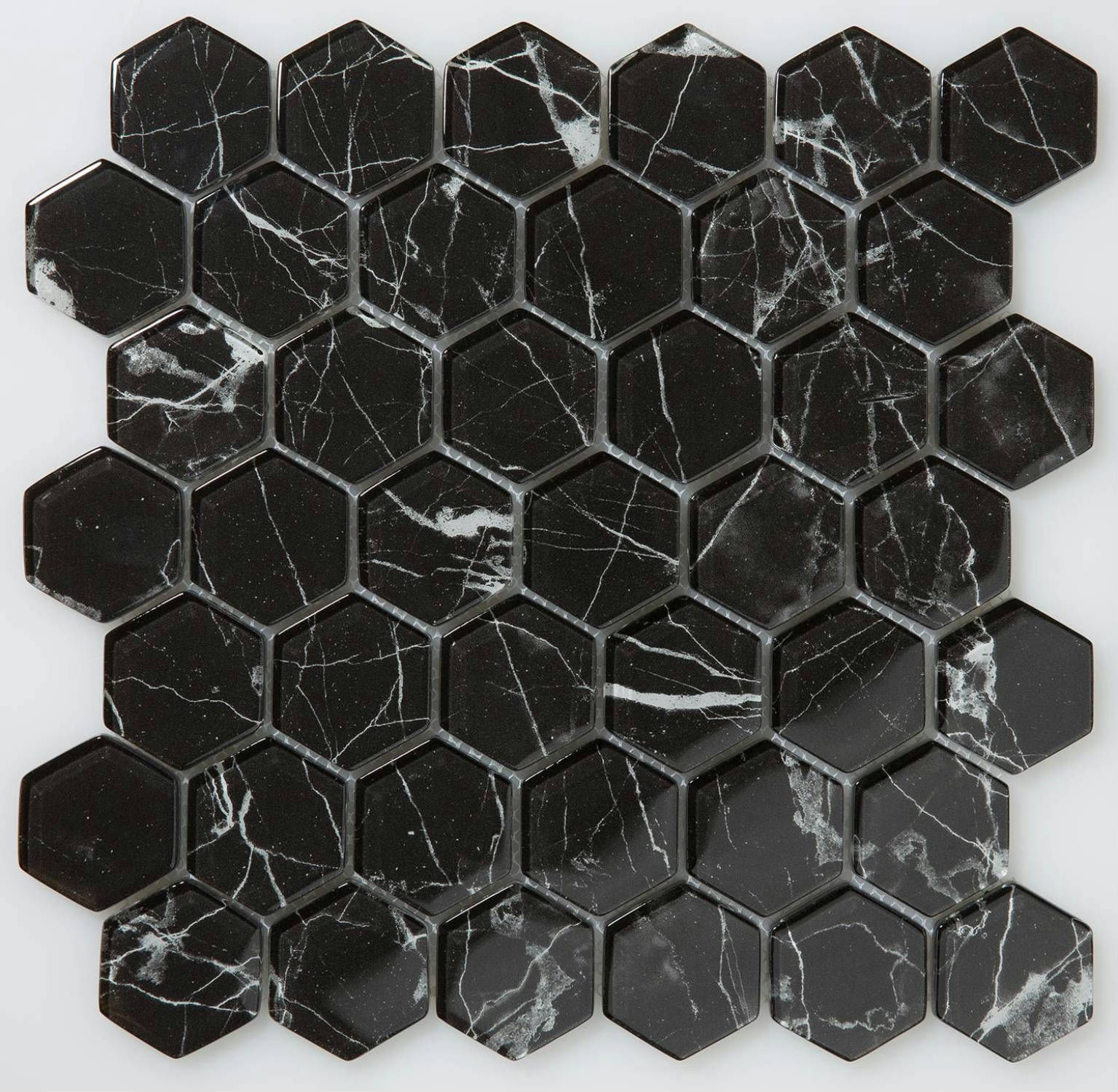 2" Nero Marquina Hexagon Mosaic | Arley Wholesale