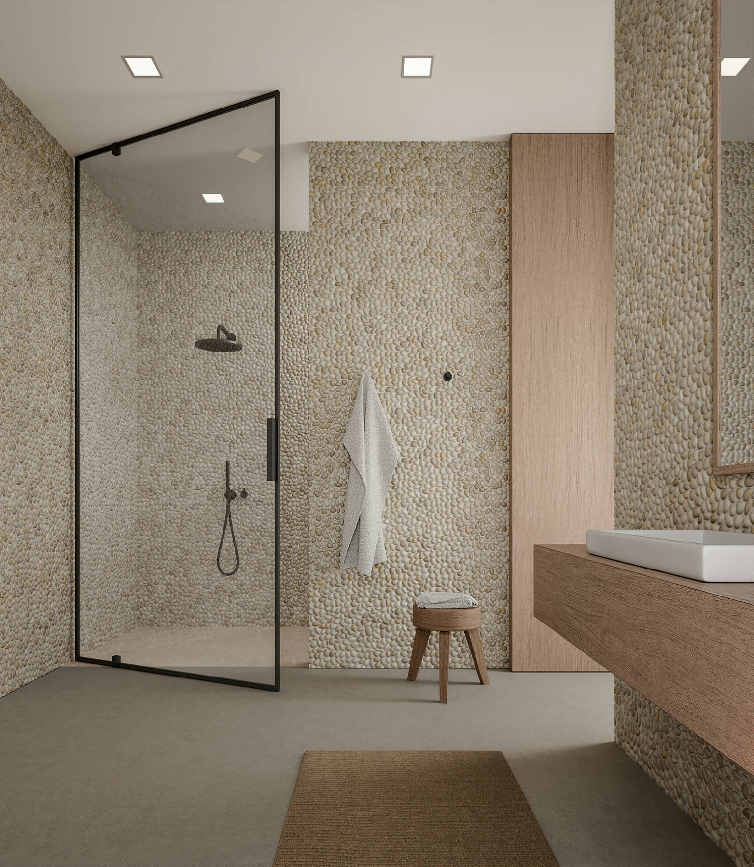 Zen Fiji Cream Natural Pebble Matte Mosaic | Arley Wholesale